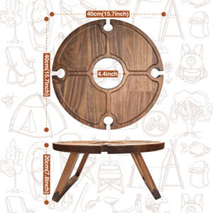 Vino all'aperto Picnic tavolo in legno pieghevole portatile di bambù bicchieri di vino Snack e formaggio vassoio titolare per i concerti presso la spiaggia del parco - Product Image 2
