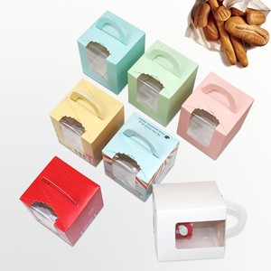 Boîte à cupcakes carrée en <span class=keywords><strong>carton</strong></span>, individuelle et portable, avec fenêtre, impression offset, pour mousse, gâteau aux miettes, pudding et pâtisseries - Product Image 1
