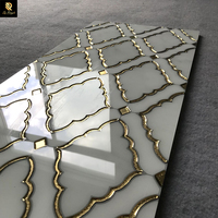 Carreaux de sol antidérapants Springletile, design décoratif à motifs, carreaux en céramique blancs dorés concaves polis
