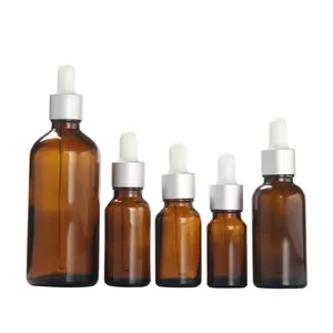 Amber Serum Glazen Flessen Cosmetische Huidverzorging Olijfolie Dropper Flessen