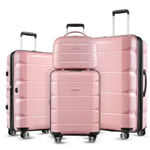 Set di bagagli 4 pezzi-Set di bagagli a mano con ruote Spinner-Set di valigie espandibili da 4