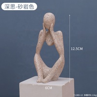 Fjs Gold Décoration Intérieure Statuette Le Penseur, Sculpture d'Art Abstrait Moderne en Résine, Fabricant