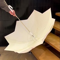 Koreanischer Blütenförmiger Regenschirm mit Langem Griff aus Eisenlegierung, Verstärkt und Windresistent, Sonnenschutz für Frauen - Extra Groß für den Hausgebrauch