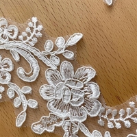 Fleurs en dentelle à bordure, paillettes 3D, accessoires de coiffure DIY, ornements pour robe de mariée, chaussures de mariage, appliques et patchs