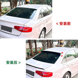 Audi A4 B8 2009-2016 <b>Rear</b> <b>Spoiler</b> Piano Black Carbon Fiber Texture ABS Ducktail Trunk Lip - Product Image 4