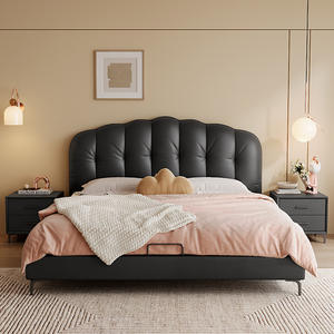 <span class=keywords><strong>Lit</strong></span> italien de luxe moderne en cuir véritable noir <span class=keywords><strong>lit</strong></span> avec cadre de <span class=keywords><strong>lit</strong></span> élévateur à gaz rangement <span class=keywords><strong>lit</strong></span> double rembourré King Size - Product Image 4