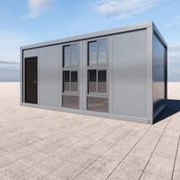 Maisons conteneurs préfabriquées en acier à pièce unique, portables, avec véranda en verre, démontables, pour bureau moderne