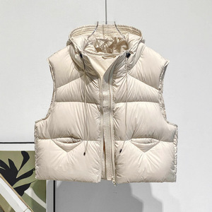<span class=keywords><strong>Chaleco</strong></span> de <span class=keywords><strong>Plumas</strong></span> de Alta Gama para <span class=keywords><strong>Mujer</strong></span>, 90% Plumón, Estilo Invernal, con Capucha y Bolsillos, Grueso y Abrigado - Product Image 2