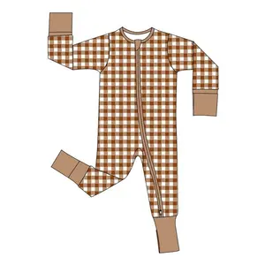 2023 nouveau personnalisé bébé enfants coton Double fermeture éclair pyjamas dormeurs enfants enfant en bas âge vêtements de nuit pli couverture bambou bébé barboteuses