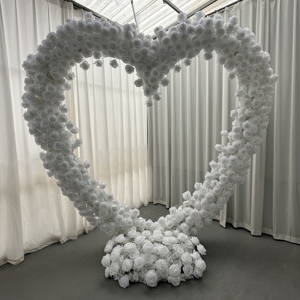 Arco de Flores Artificiales en Forma de Corazón Rosa Y-HFA077, Panel de Arco de Flores de Lujo, Arco de Flores de Corazón para Decoración de Bodas, Seda - Product Image 4