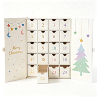 Boîte-cadeau rigide en matériaux recyclés personnalisés pour chocolats et bonbons, calendrier de l'avent de 24 jours, fermeture magnétique, boîte-cadeau de Noël pour enfants
