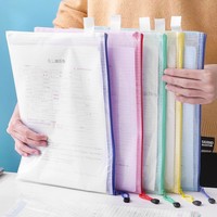 Carpeta de Documentos Transparente con Cierre, Impermeable, de Malla, Plástico Reforzado, para Estudiantes, Organizador con Cierre