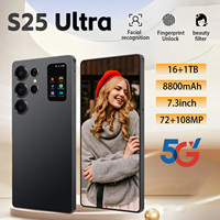 Smartphone S25 Ultra 5G Android 15 Écran arrière 7,3 pouces 16 Go de RAM 1 To de ROM Appareil photo 108 MP Selfie 72 MP Batterie 8800 mAh