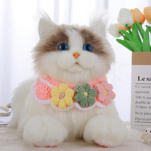 Precio barato amarillo azul Rosa Linda flor perro tejer bufanda cuello de lana decoración bufanda hecha a mano - Product Image 3