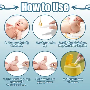 ชุด 6 ชิ้น/เซ็ต ผลิตภัณฑ์จากธรรมชาติ 100% ปลอดภัยและมีประสิทธิภาพ บรรเทาอาการท้องผูกทันที บรรเทาอาการท้องอืดและอาการปวดท้องสำหรับเด็กที่มีอาการท้องอืด - Product Image 5