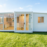 Maisonnette pliable de luxe à 2 chambres, entièrement préinstallée avec éclairage LED, revêtement de sol et câblage électrique pour une installation instantanée
