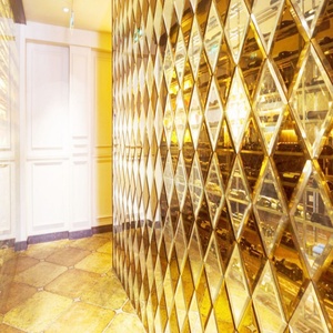 Custom Cut Size Shape <b>Square</b> Golden Bronze Bevelled Edge <b>Mirror</b> Tiles for Modern Wall Deco - Product Image 6