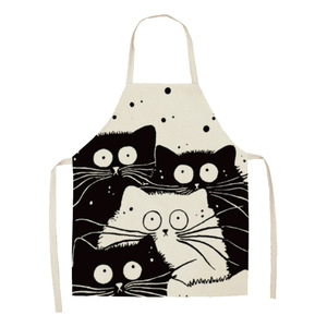 Delantal con diseño de gato en blanco y negro para adultos, uso en cocina, protección contra salpicaduras. - Product Image 5