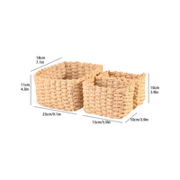 Ensemble de paniers de rangement empilables rectangulaires en corde de papier écologique tressée, personnalisables, style moderne et minimaliste, vente en gros