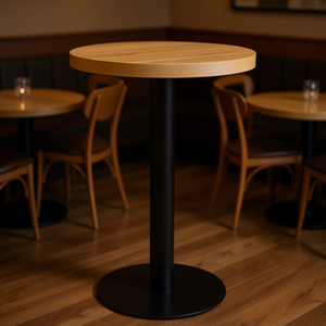 Table de bistrot ronde marron clair 19,7 pouces en MDF, mobilier de restaurant, design moderne minimaliste, durable, usage commercial - Product Image 2