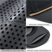 Casquette de sport respirante à séchage rapide en polyester imperméable avec logo personnalisé, perforations laser, pour hommes et femmes, OEM