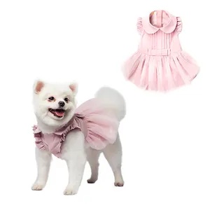 Ufbemoかわいいパープルピンクチワワ夏の猫のスカートハンドペットの子犬の服犬のドレス10ポリエステルクラシックソリッド持続可能