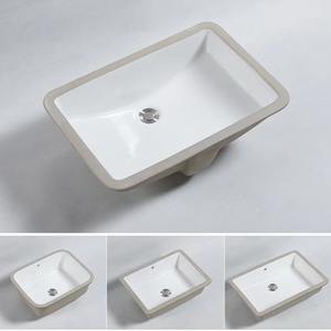 Lavabo de Cerámica de una Pieza con Fondo Plano, Lavabo Cuadrado de Piedra Natural para Empotrar, Lavabo de Baño con Diseño Redondo - Product Image 2