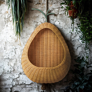 <b>Rattan</b> Wall Mounted <b>Basket</b> Apple Shape Handmade <b>Storage</b> For Toys And Sundries Home Decoration - Product Image 4