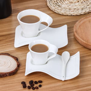 Custom <strong>White</strong> Ceramic Coffee Mug and Saucer <strong>Set</strong> Porcelain Breakfast Espresso Cup Afternoon <strong>Tea</strong> Cup Office Restaurant Drinkware - Product Image 6