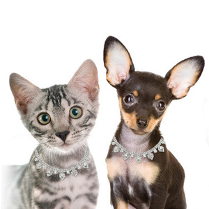 Kerah hewan peliharaan Modern dapat disesuaikan untuk anjing dan kucing dengan liontin mata kuda bertatahkan desain berlian imitasi bergaya Solid - Product Image 5