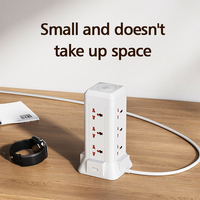 Enchufe de Torre Universal con 9 Tomas, 2 Puertos USB, 1 Tipo C, Cables de Extensión de 2 Metros, Enchufe Multifunción para UE y EE. UU. con Interruptor