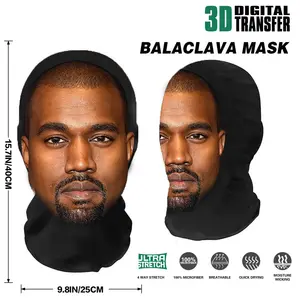 Fashion Designed 100% Polyester Full Face 3D Custom Kanye West Shiest Ski Balaclava Style Hood Face Cover Mask