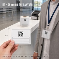 Étiquette de badge de conférence thermique directe personnalisée avec fente pour cordon, étiquette nominative imprimée à la demande pour exposition et salon professionnel