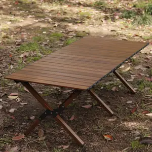 ガーデンテーブル折りたたみ式キャンプテーブルバーベキューピクニック屋外折りたたみ式ロールアップキャンプテーブル