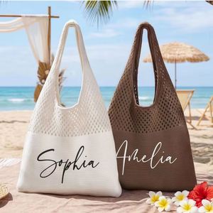 Women's Polyester Crochet Mesh <b>Tote</b> Shoulder <b>Bag</b> Embroidery Letter Pattern Fresh Sweet Lightweight Breathable Large Capacity - Product Image 1