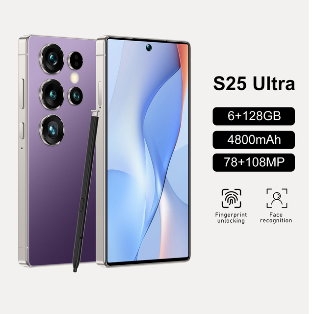 Global Unlocked S25 Ultra Mini 5G Smartphone 5.0 Inch FHD 90Hz Screen 6GB+128GB Dual Core 4000mAh 78MP+108MP Camera Android 14