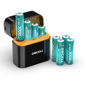 Nhà Máy Giá công suất cao 4 cái 1.5 Volts <span class=keywords><strong>AA</strong></span> có thể sạc lại lirhium pin với 4 khe cắm lưu trữ <span class=keywords><strong>AA</strong></span> Li-ion pin sạc hộp - Product Image 1