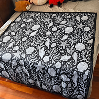 Selimut Gambar Edukatif Anak Motif Pesawat Luar Angkasa DIY Baru, Bahan Fleece Tebal Hangat Tidak Beracun, Cocok untuk Kerajinan Tangan dan Hadiah
