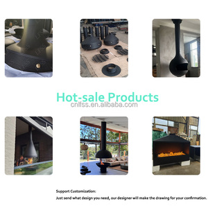 Poêle à bois de 1200mm de diamètre entourant une cheminée suspendue à flamme décorative en verre - Product Image 2