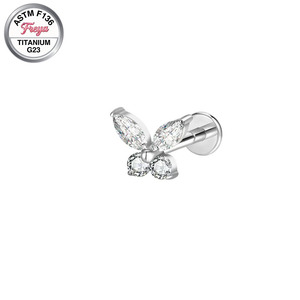 Pendientes de Titanio G23 F136 Freya para <span class=keywords><strong>Piercing</strong></span> de Cartílago y Hélice, Labret de Espiral Plana, Pendientes de Trago con Rosca Interna y Zirconia, Anillos para Labio - Product Image 2