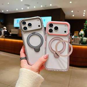 เคสโทรศัพท์แบบวงแหวนแม่เหล็กติดกันได้ ป้องกันการกระแทก หมุนได้ 360 องศา สำหรับ iPhone 18 17 16 15 14 Pro Max  พร้อมดีไซน์สีตัดกัน - Product Image 2