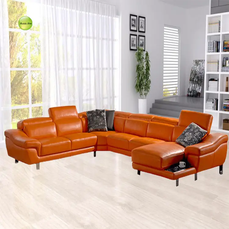 Wholesale Artificial Pu Leather Upholstery Modern Event Sofa Small L Shape Red Leather Sofa