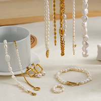 Collier ras-de-cou personnalisé en perles baroques naturelles véritables, bijoux en acier inoxydable plaqué or, ensemble de colliers en perles d'eau douce