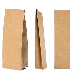 Bolsas de café de papel Kraft de primera calidad con fondo plano, bolsa de pie compostable impresa personalizada con válvula y cremallera - Product Image 1