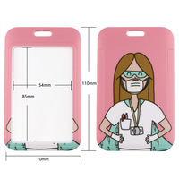 Porte-badge d'identification en polyester souple à motif infirmière/médecin de dessin animé, étui pour carte de transport, imprimé par transfert thermique