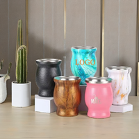 Gourde à yerba mate en acier inoxydable à double paroi isolée sous vide de 8 oz avec logo personnalisé et paille - Cadeaux d'affaires et tasse de bureau