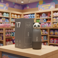 Bouteille d'eau isotherme en acier inoxydable à double paroi avec tête de poupée de dessin animé, personnalisable avec logo, vente en gros