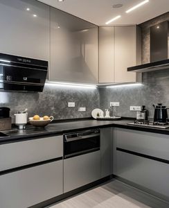 Juego de Muebles de Cocina de Madera en Venta, Panel Superior Nuevo, Madera, Moderno, Modular, Gabinetes de Cocina de MDF, Tamaños Personalizables - Product Image 4