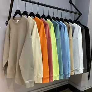 Streetwear 12 colori cotone francese Terry Logo personalizzato Pullover girocollo felpe da uomo in bianco