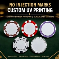 Jetons de poker ABS Premium 40 mm à huit rayures sans trou d'injection 11,5 g, personnalisables avec photo, texte, animaux de compagnie, ou illustrations d'anniversaire pour cadeau